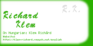 richard klem business card