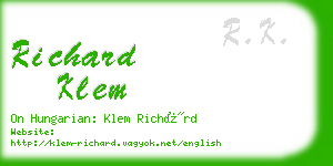 richard klem business card